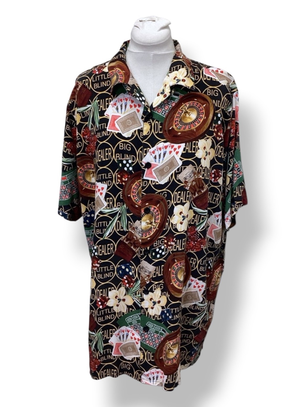 King Size Mens All Over Casino Graphic Camp Shirt, Multi, size 2XT